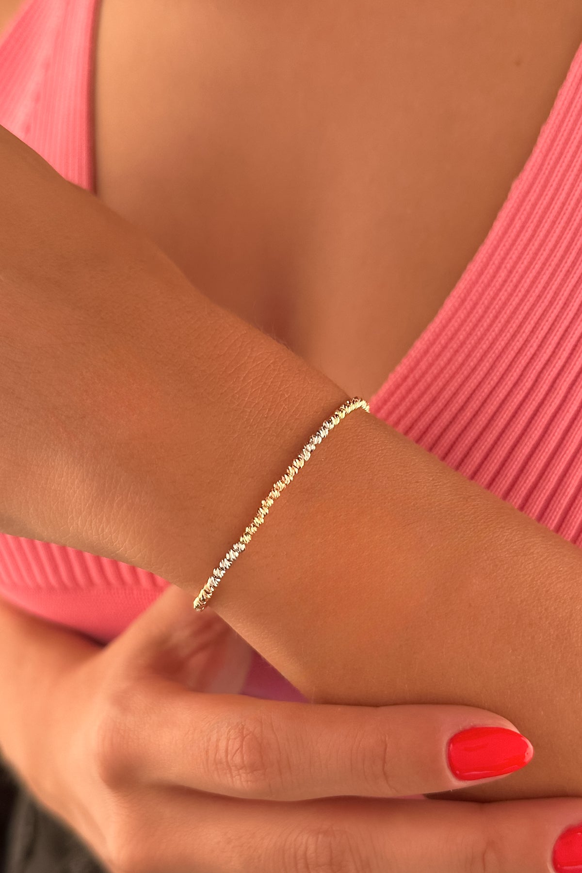 14K Solid Gold Bead Ball Diamond Cut Bracelet