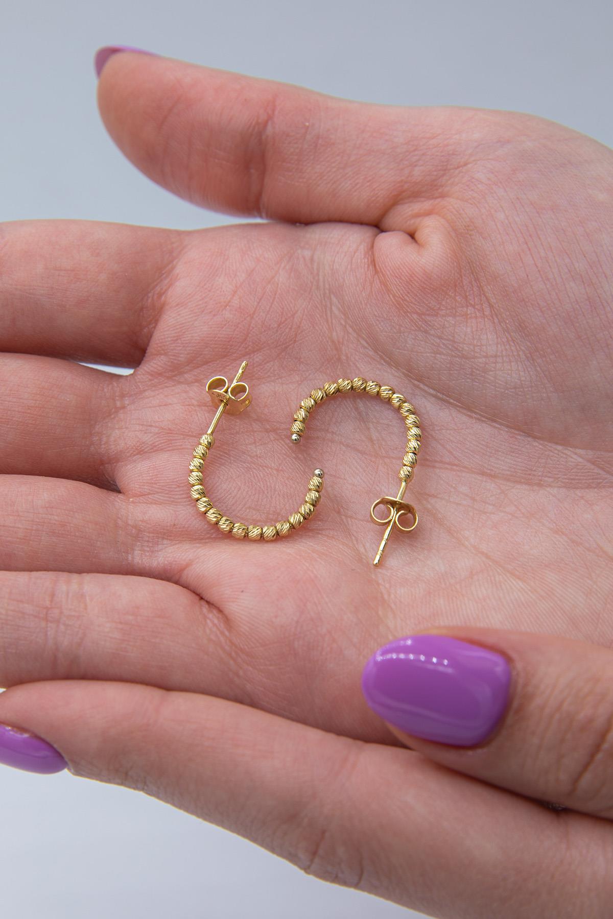 14K Gold Bead Dorica Ball Stud Earrings