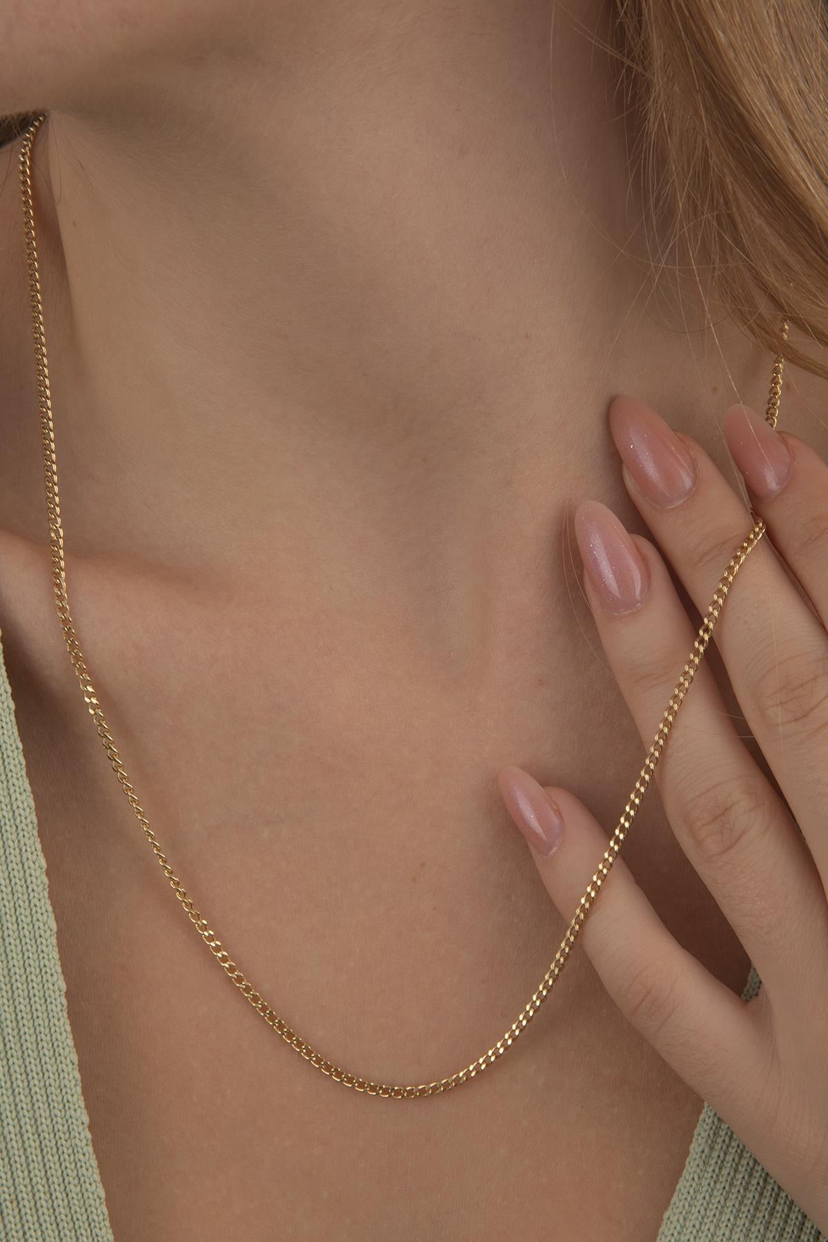 14K Gold Bevelled Cuban Chain 0.082 inch