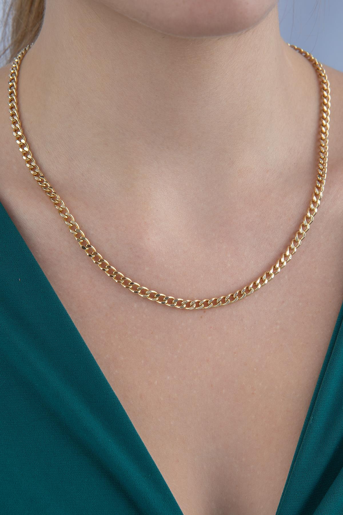 14K Gold Bevelled Cuban Chain 0.167 inch