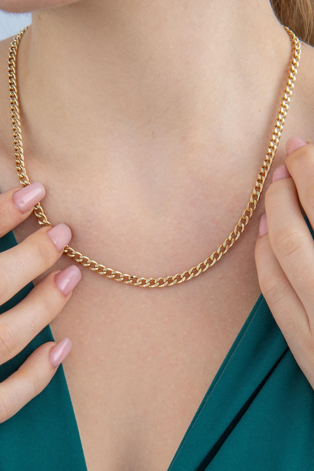 14K Gold Bevelled Cuban Chain 0.167 inch