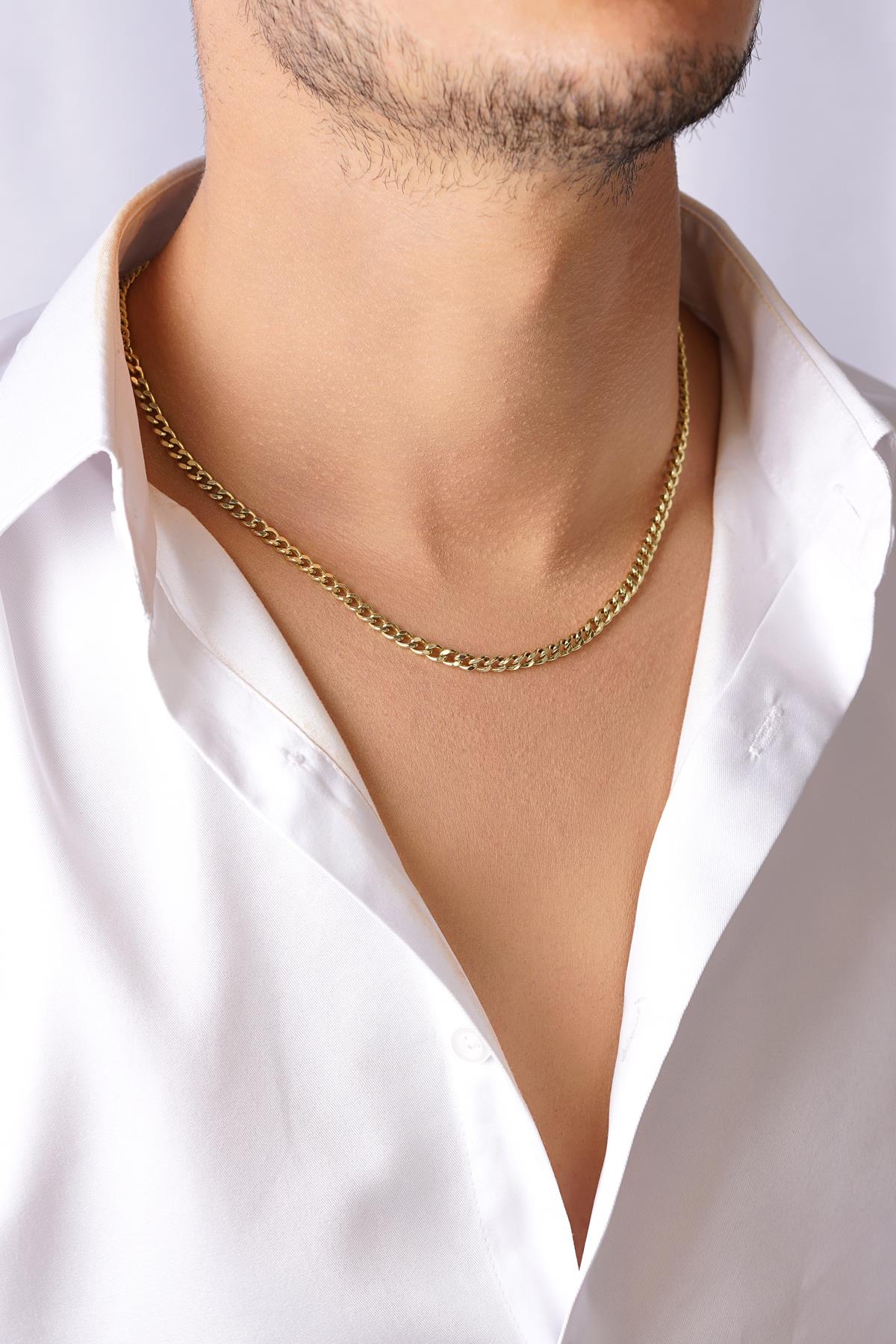 14K Solid Gold Bevelled Cuban Chain 0.167 inch