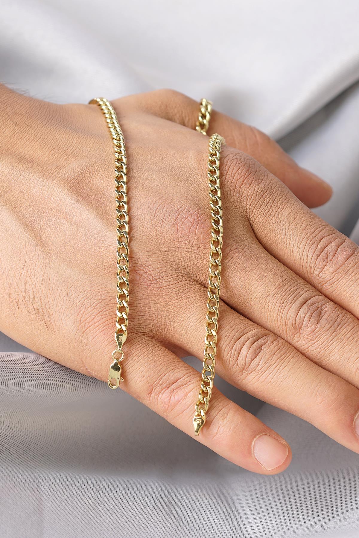 14K Solid Gold Bevelled Cuban Chain 0.167 inch