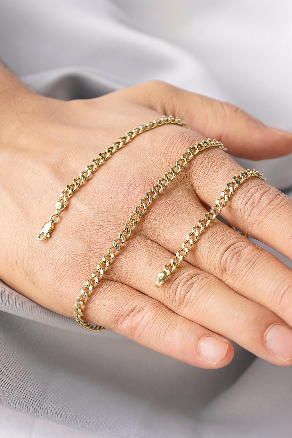 14K Solid Gold Bevelled Cuban Chain 0.167 inch