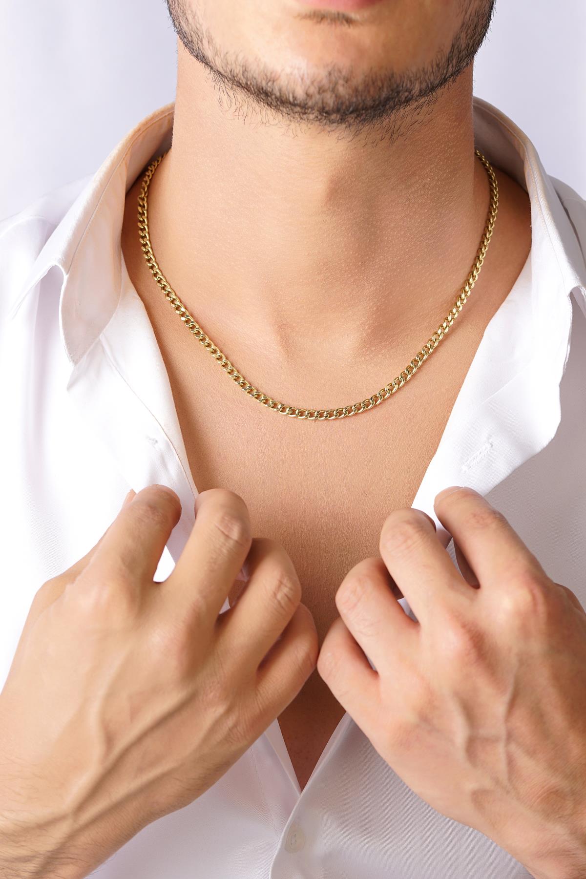 14K Gold Bevelled Cuban Chain 0.167 inch