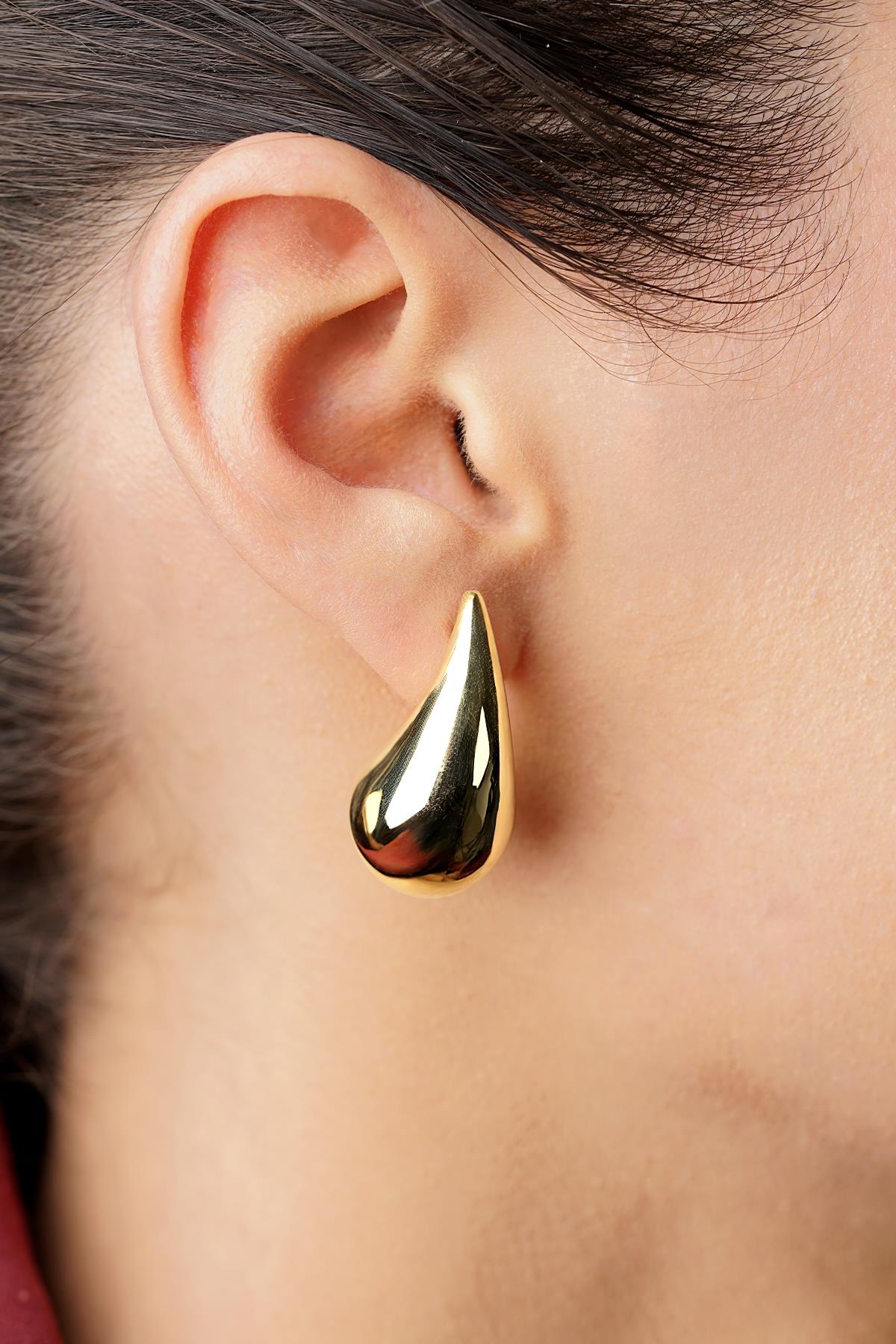 14K Gold Big Drop Shape Earrings
