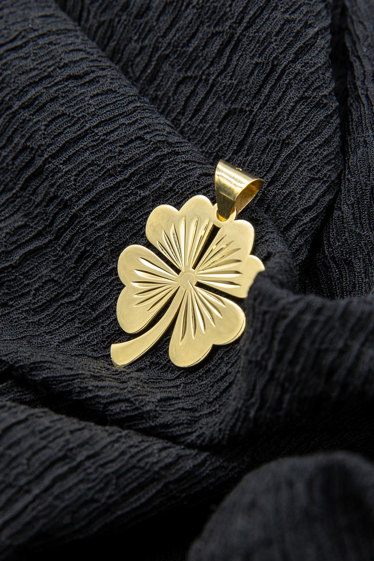 14K Gold Big Four Leaf Clover Charm