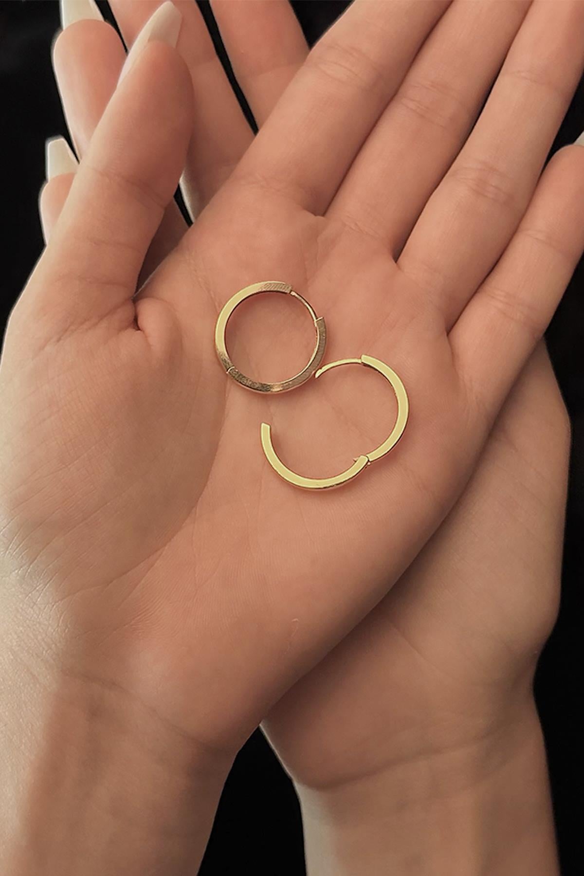 14K Gold Big Gold Faceted Huggie Earrings