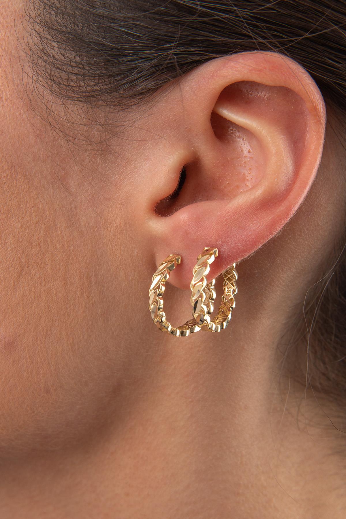 14K Gold Big Sequin Huggie Earrings