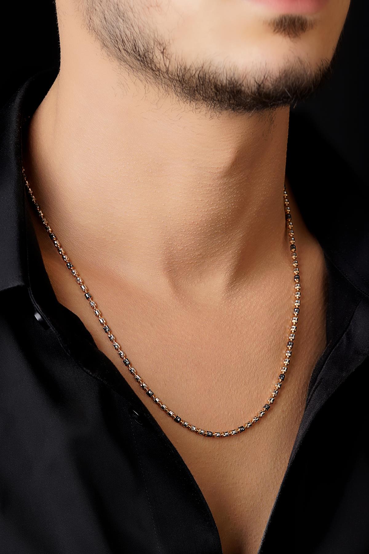 14K Solid Gold Black Enamel Adelle Necklace