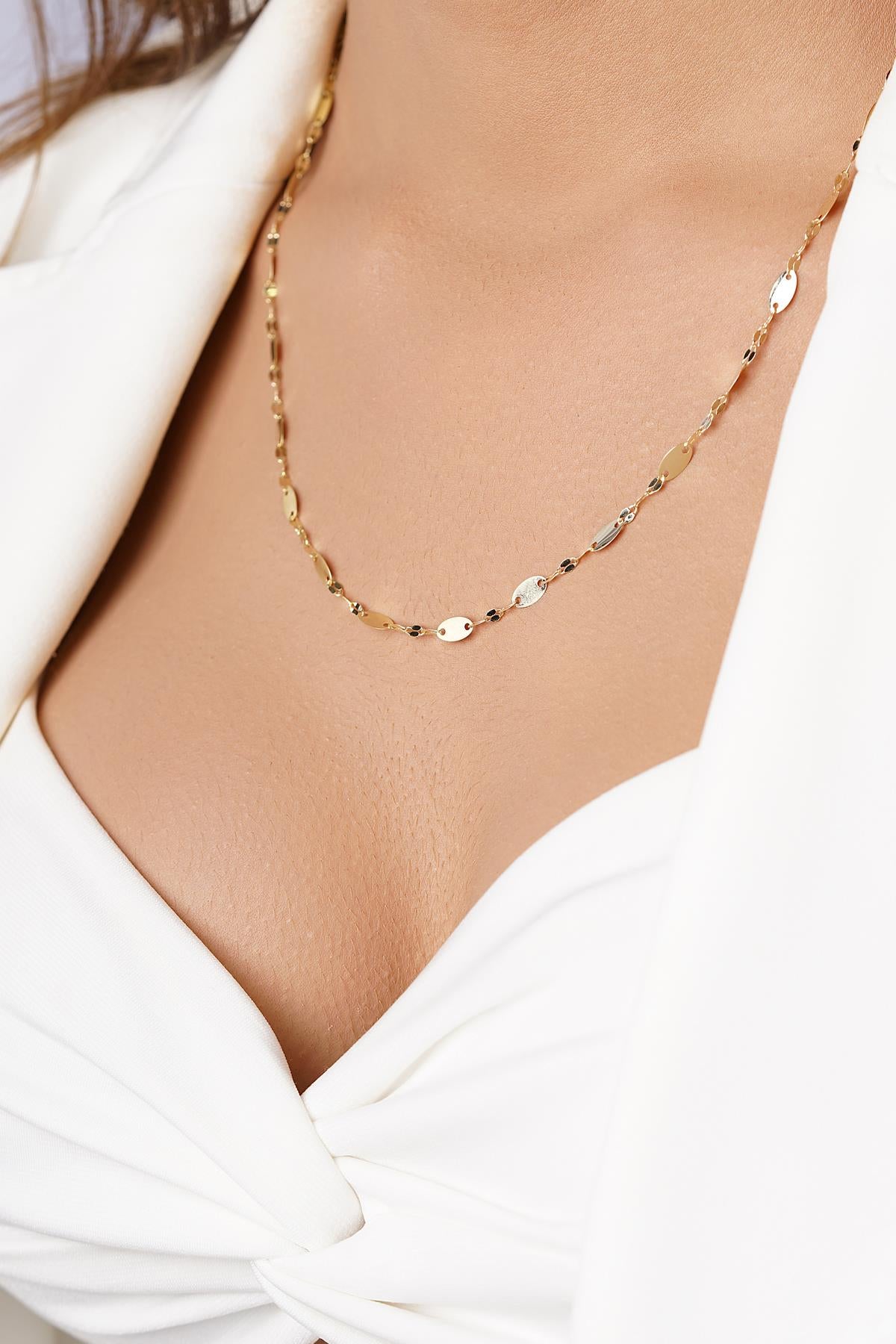 14K Gold Bold Mirror Link Chain Necklace