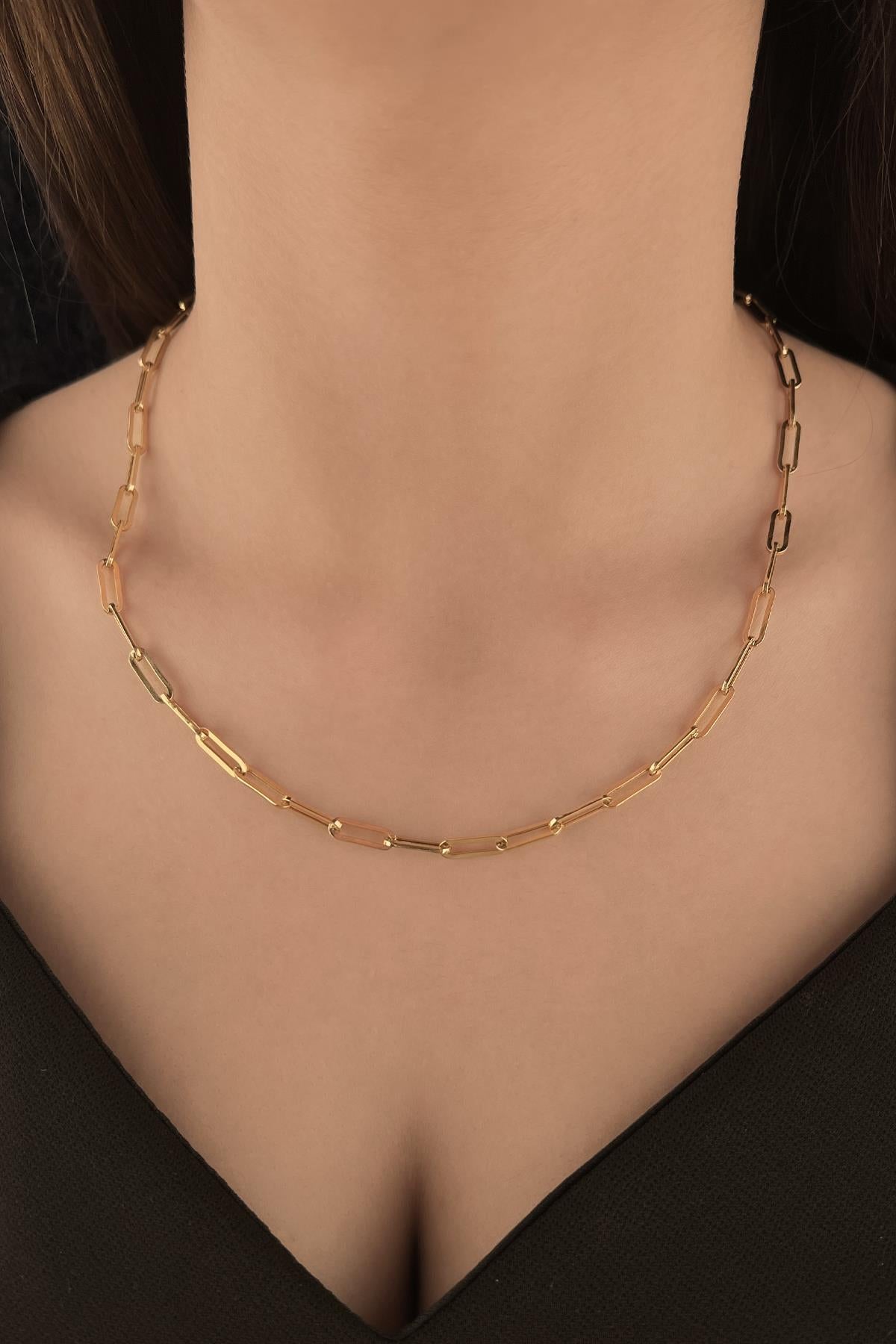 14K Gold Bold Paperclip Link Necklace