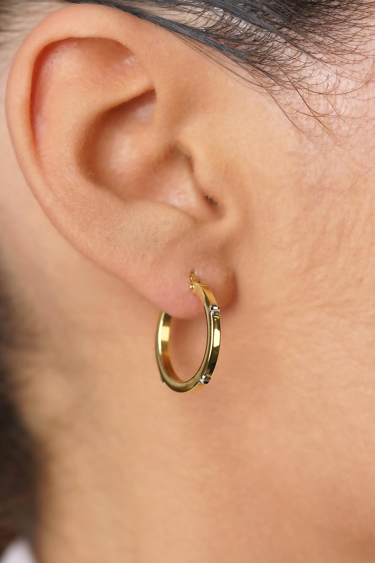 14K Gold Bold Spike Hoop Earrings