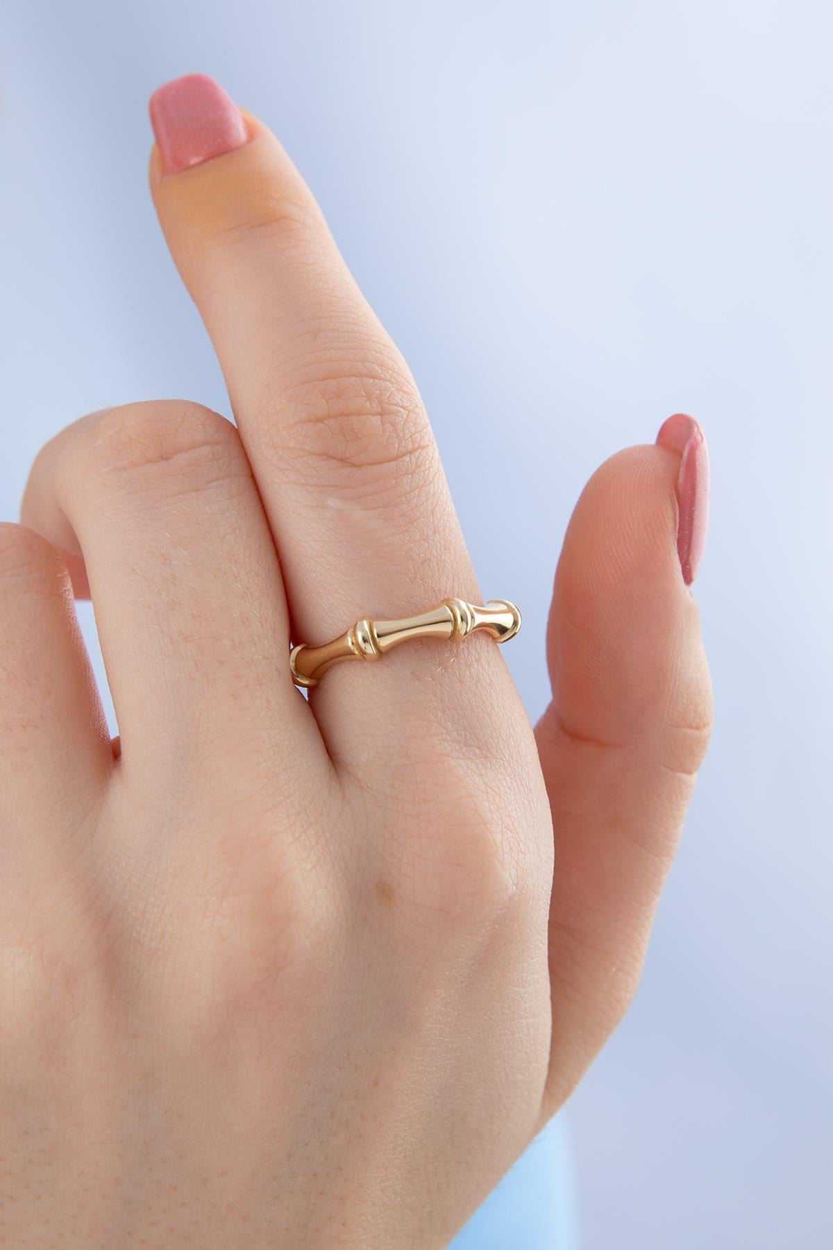 14K Gold Bone Shape Ring