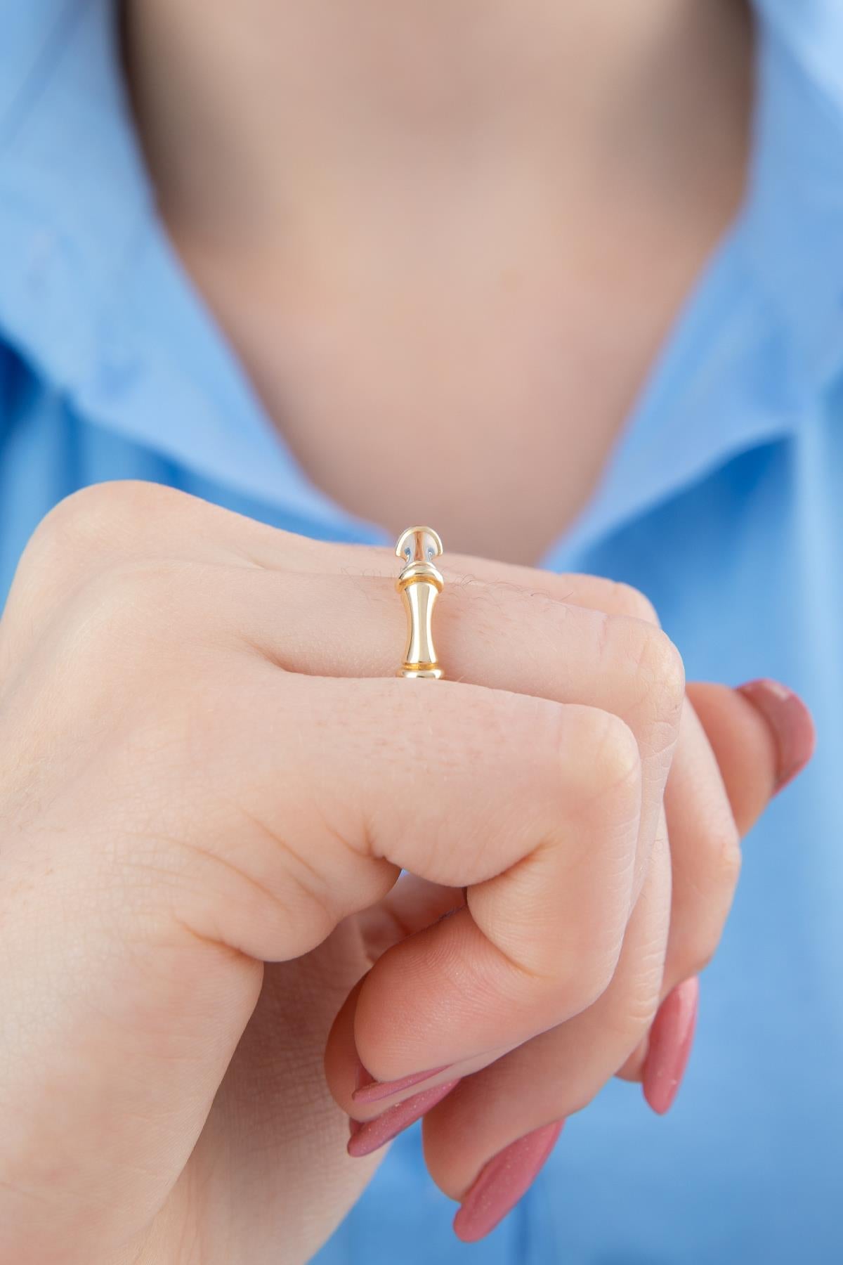 14K Gold Bone Shape Ring