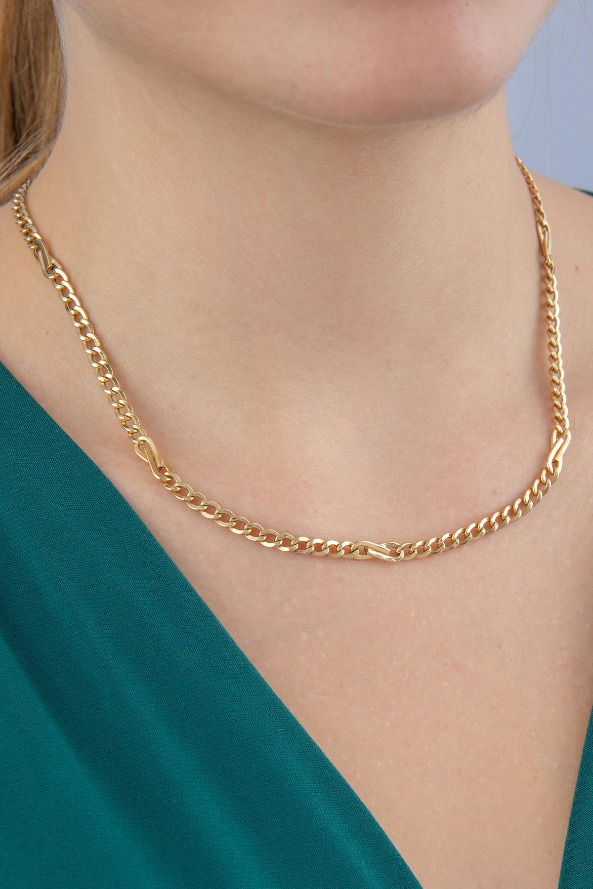 14K Gold Bow Tie Cuban Link Chain 0.153 inch