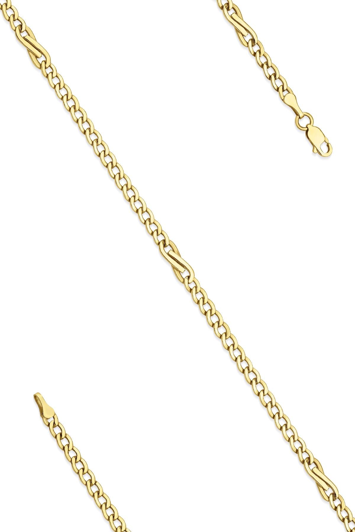 14K Gold Bow Tie Cuban Link Chain Bracelet