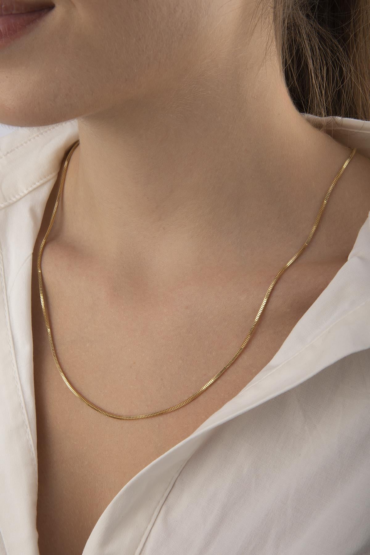 14K Gold Box Chain Necklace