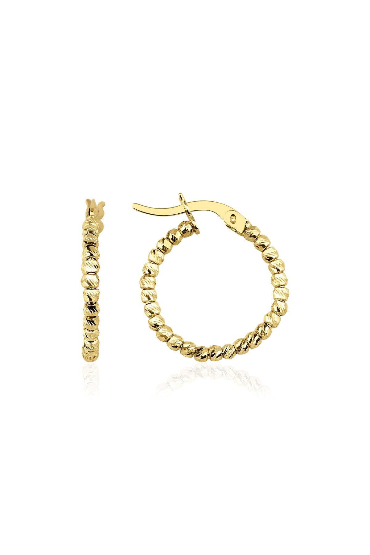 14K Gold Bright Dorica Hoop Earrings