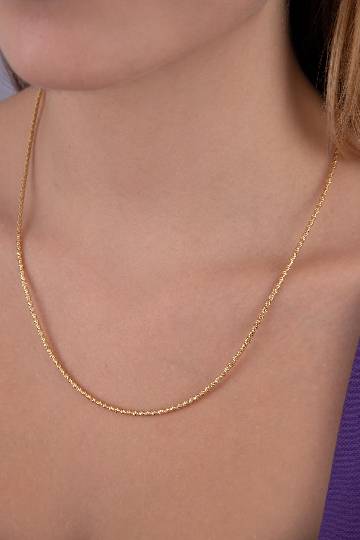 14K Gold Bright Modern Dorica Ball Chain
