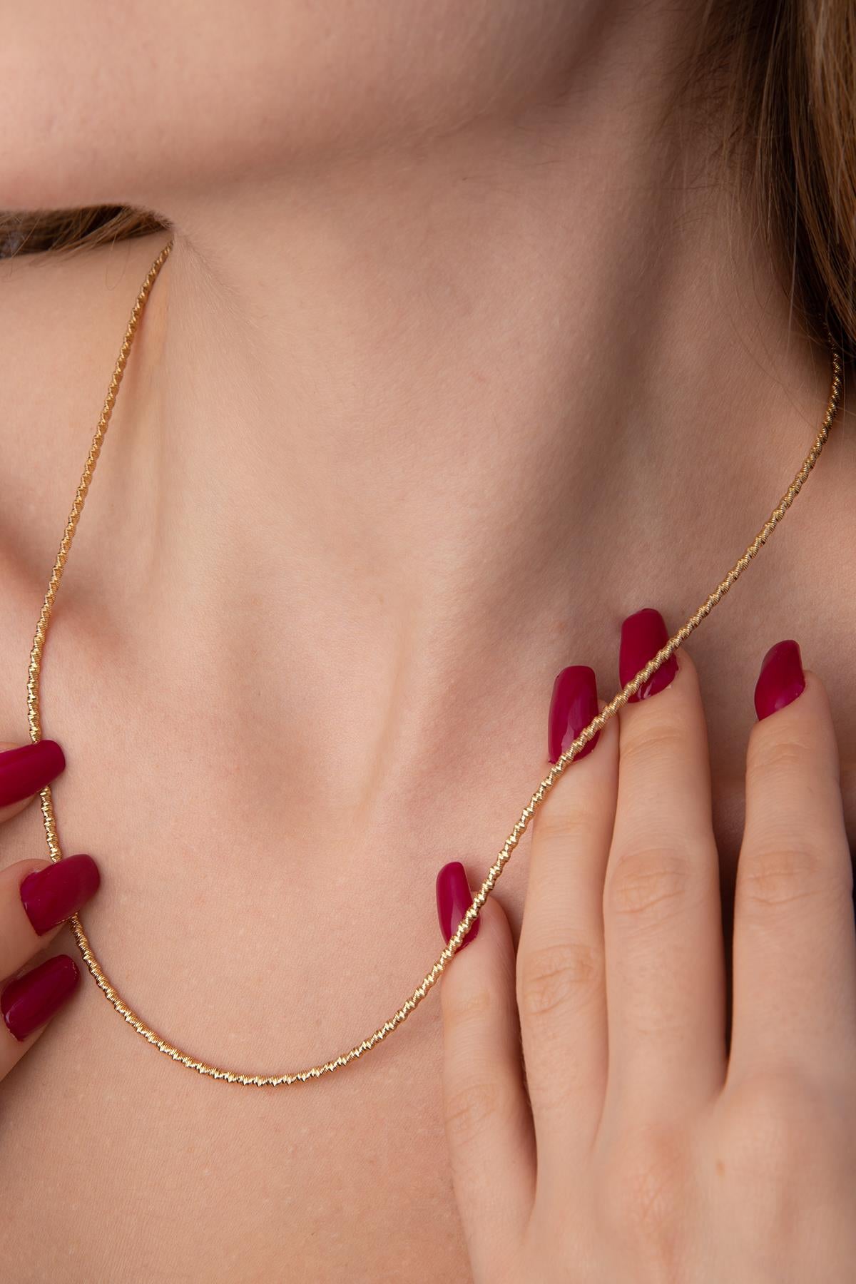 14K Gold Bright Modern Dorica Ball Chain