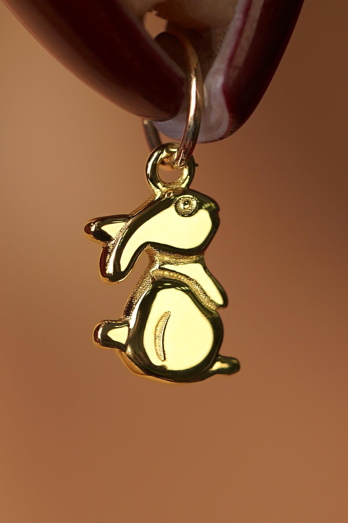 14K Solid Gold Bunny Pendant