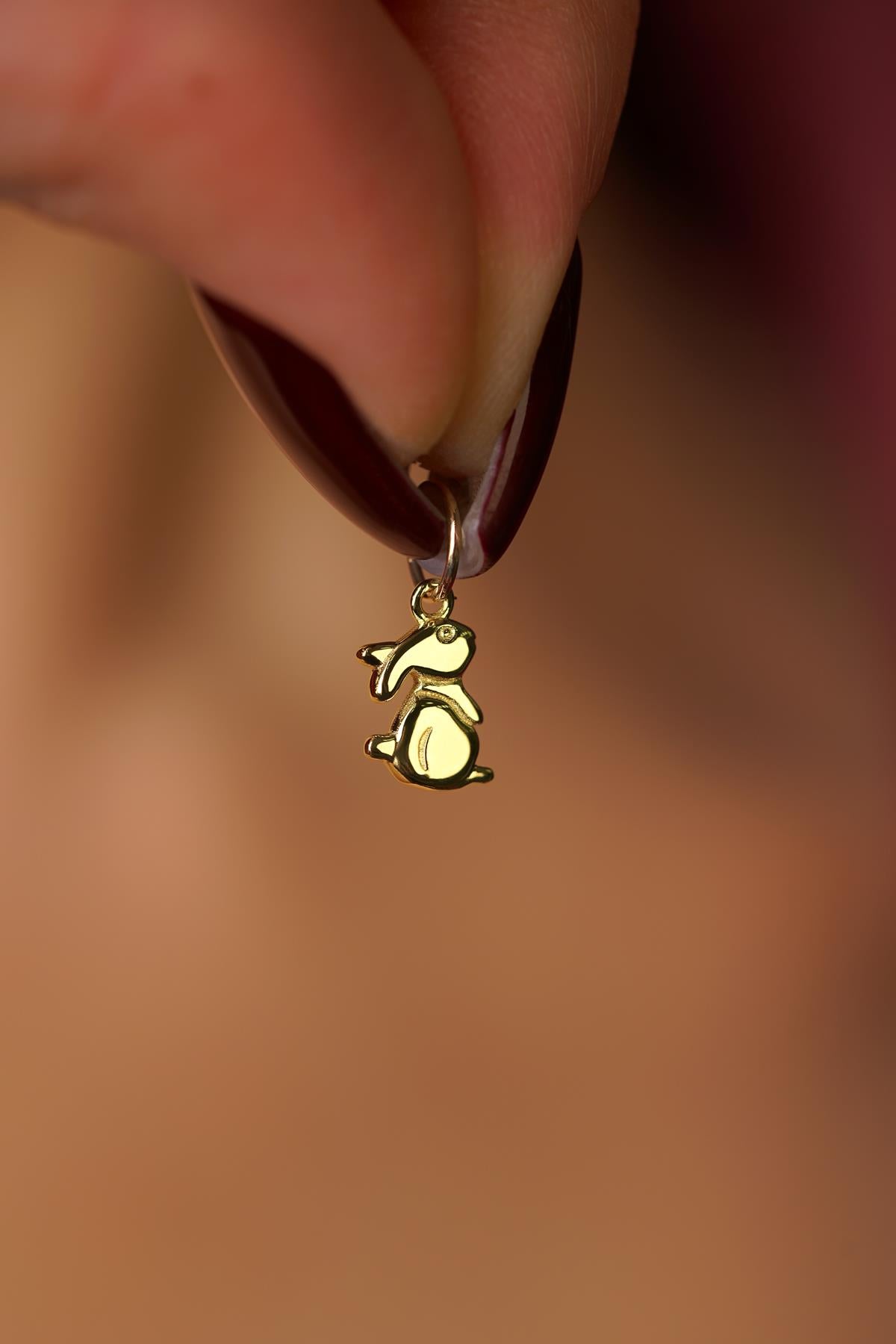 14K Solid Gold Bunny Pendant
