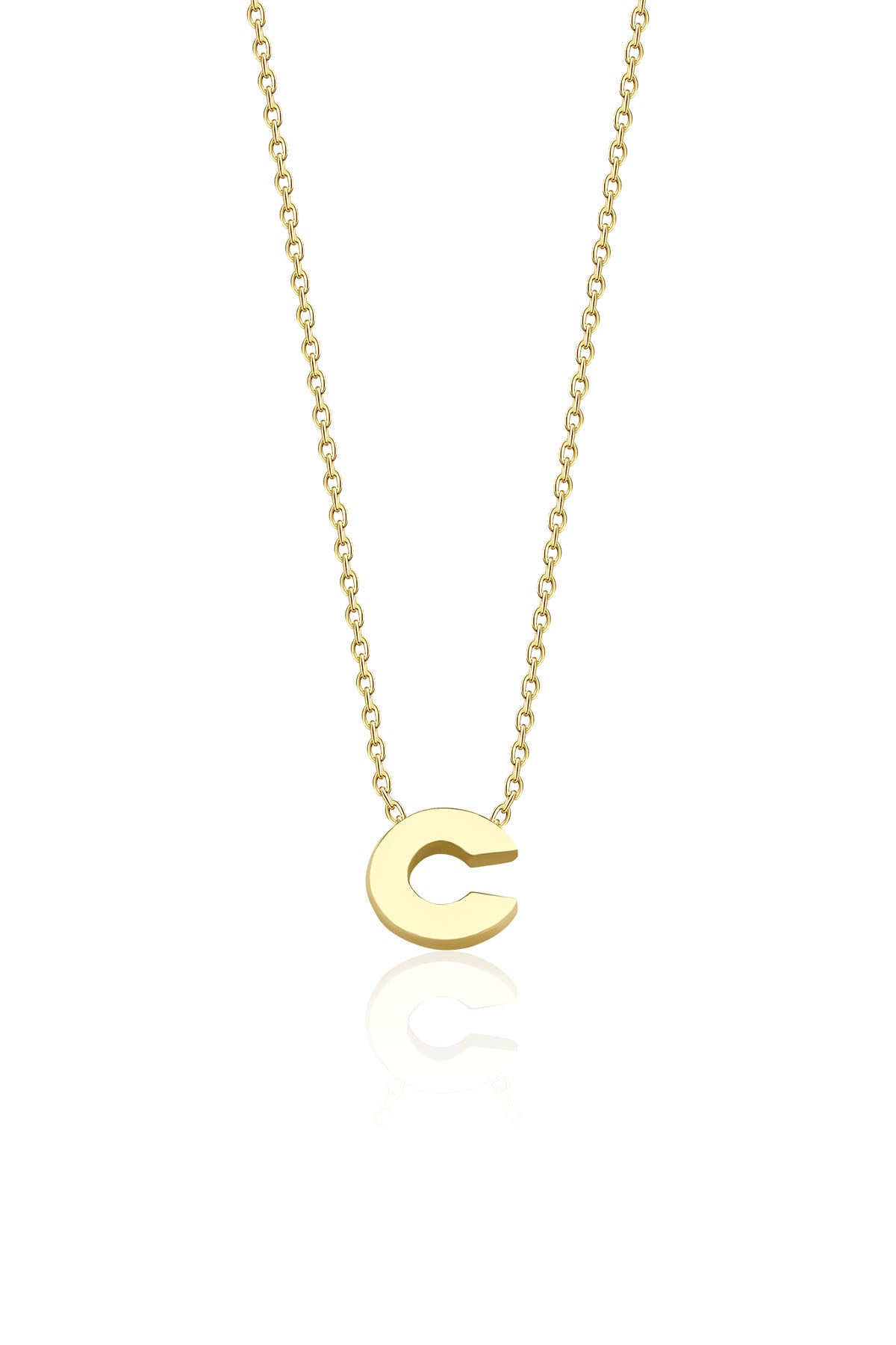 14K Gold C Initial Necklace