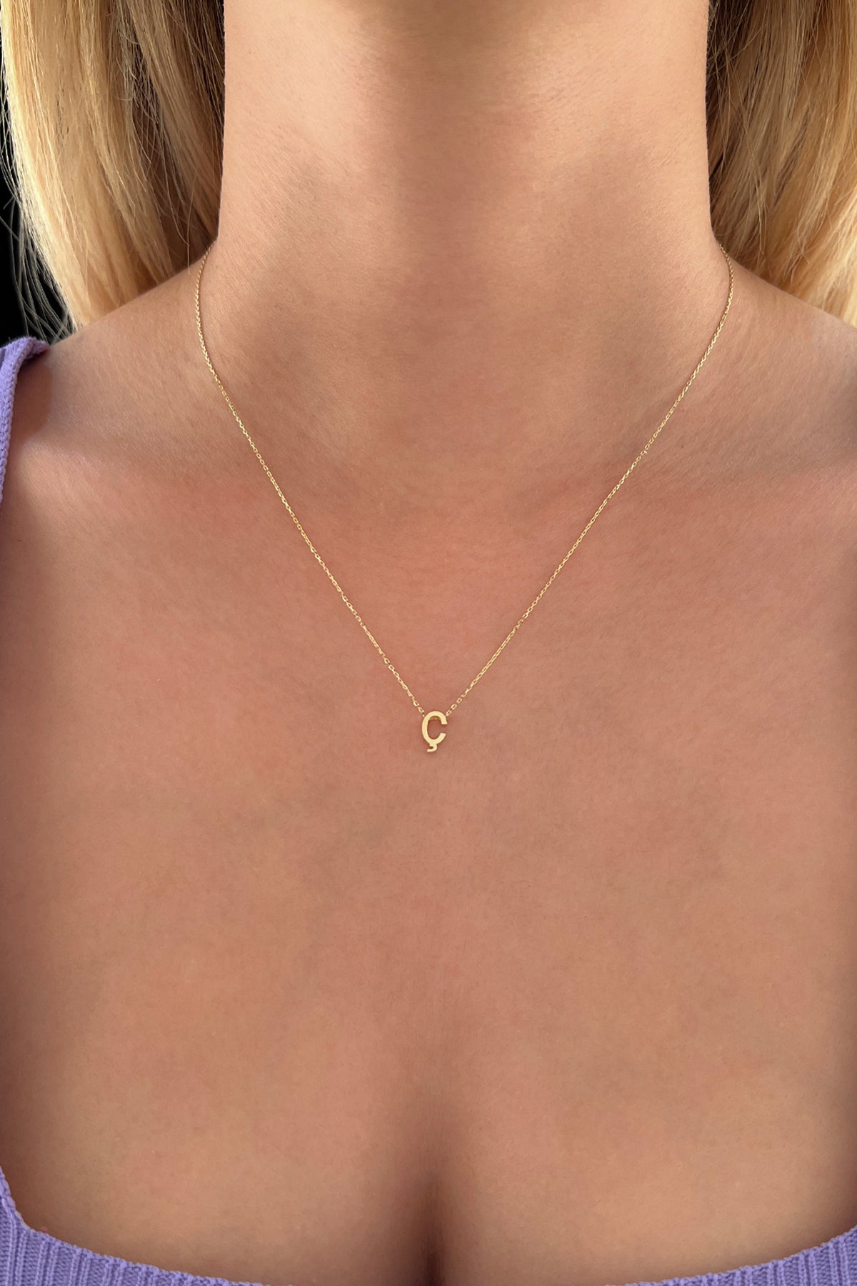 14K Gold Ç Initial Necklace