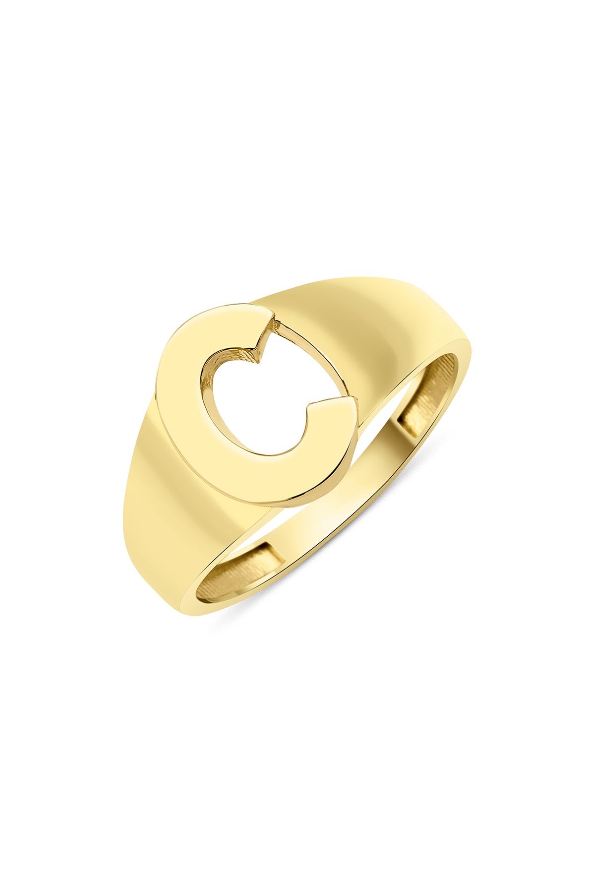 14k Gold C Initial Ring