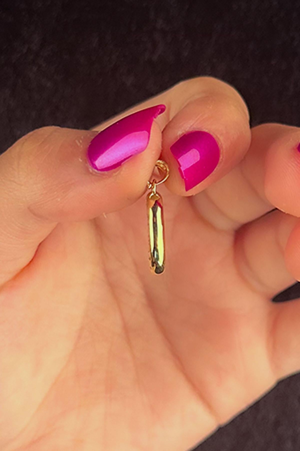 14K Solid Gold C Letter Charm
