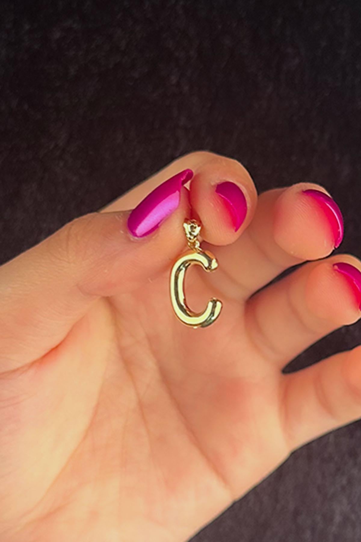 14K Gold C Letter Charm