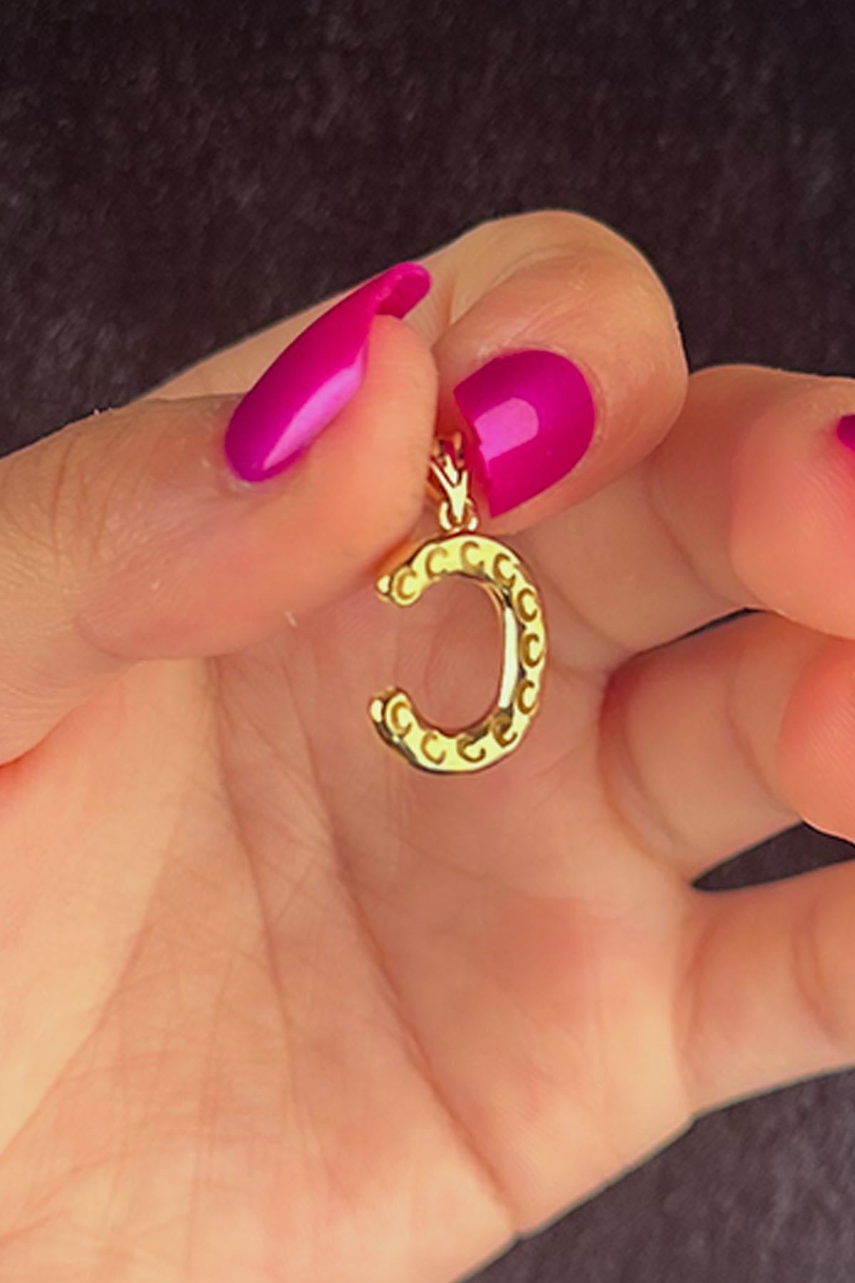 14K Gold C Letter Charm