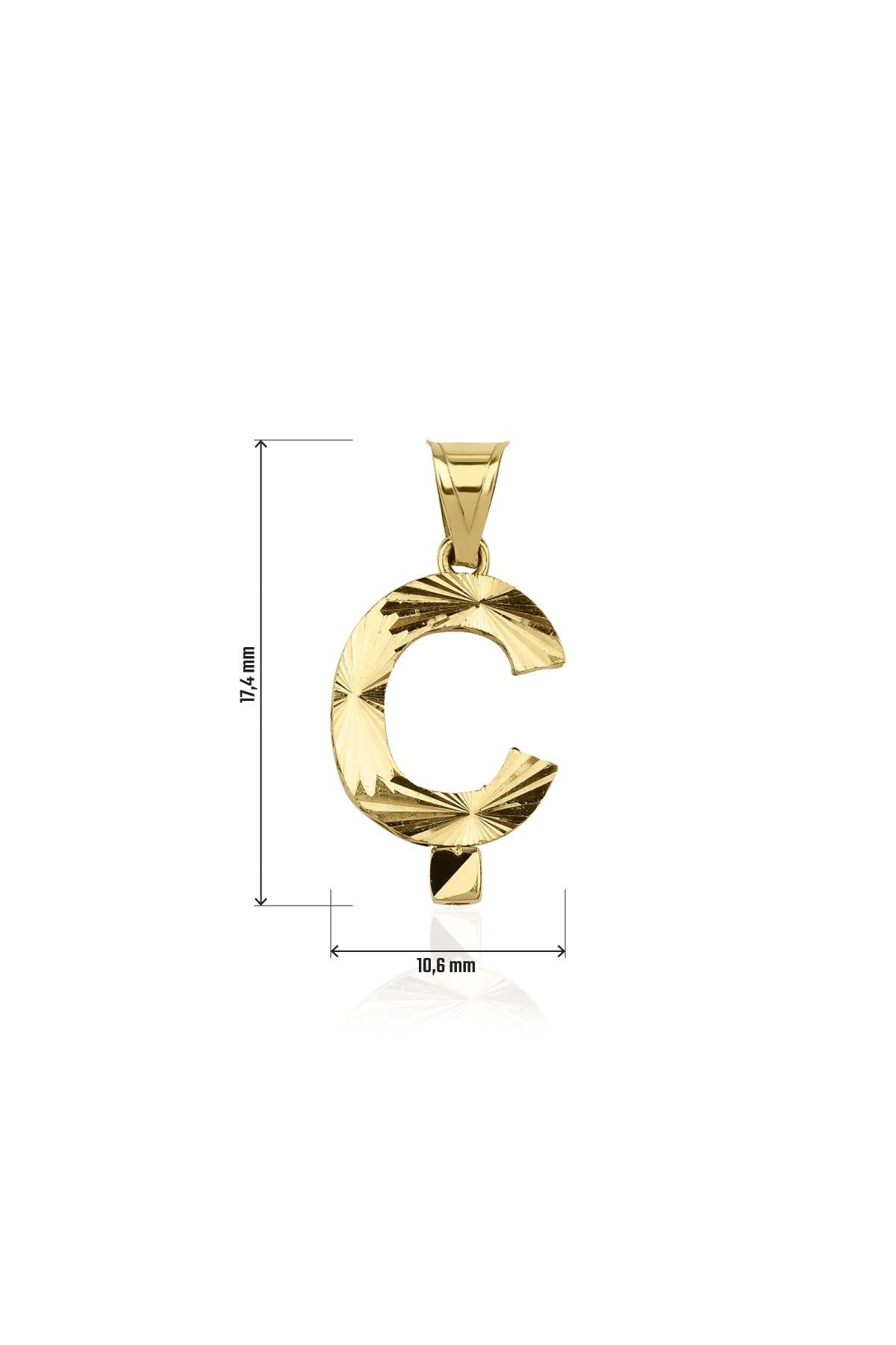 14K Gold Ç Letter Mini Shine Pendant