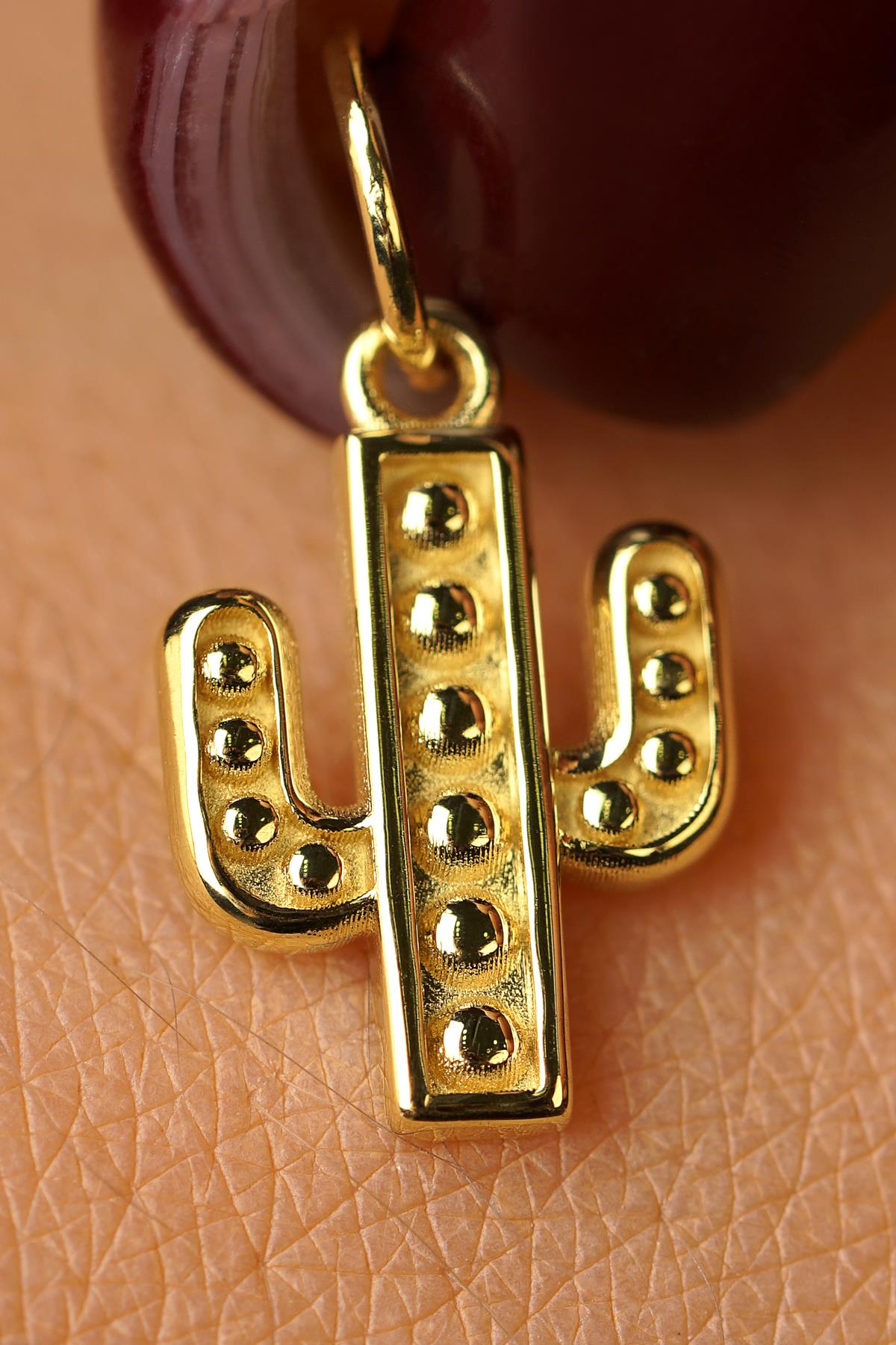 14K Gold Cactus Pendant