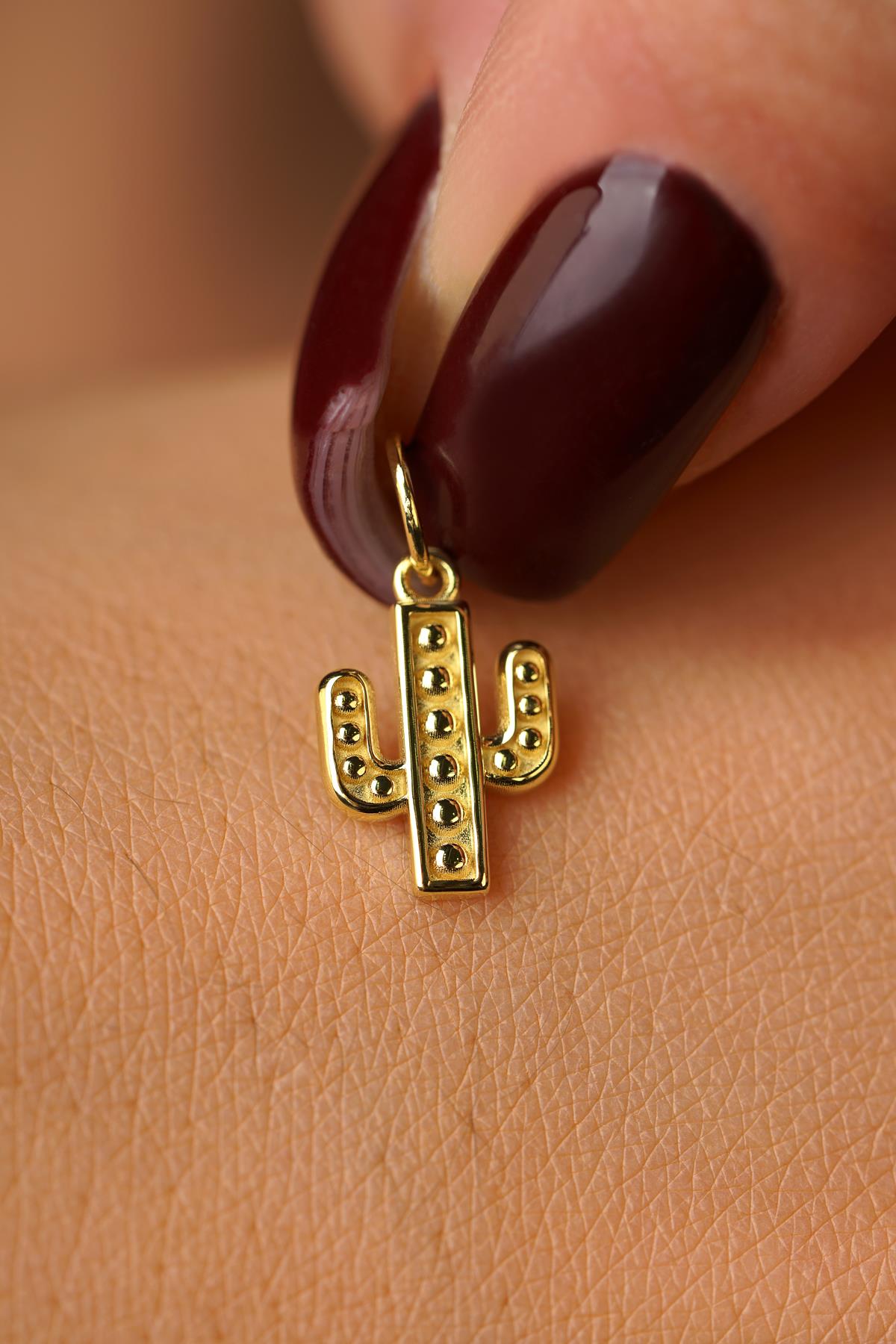 14K Gold Cactus Pendant