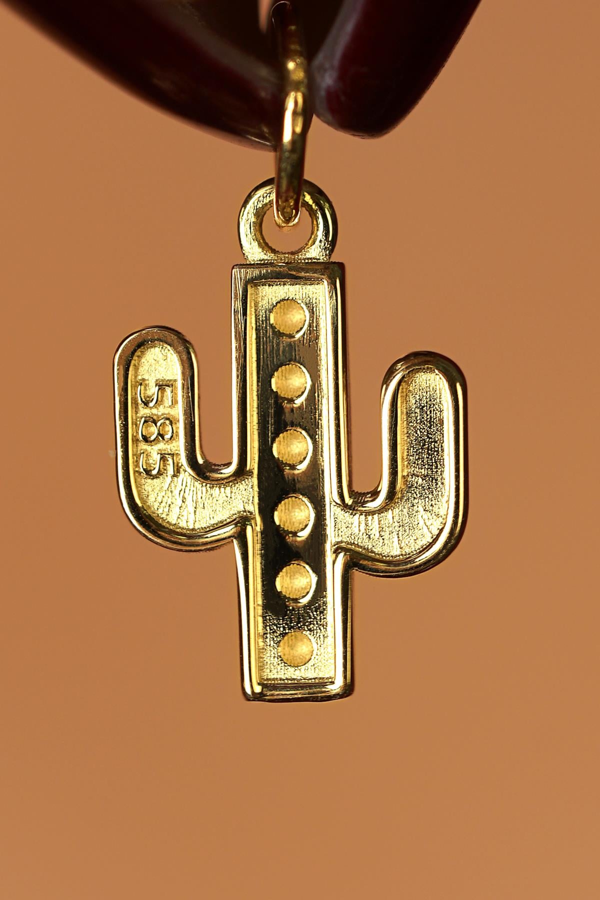 14K Gold Cactus Pendant