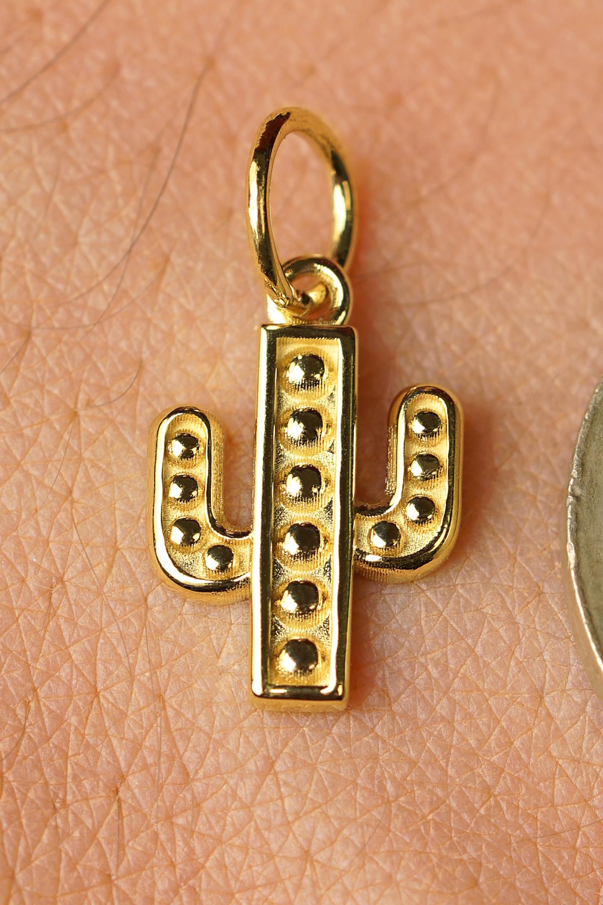 14K Gold Cactus Pendant