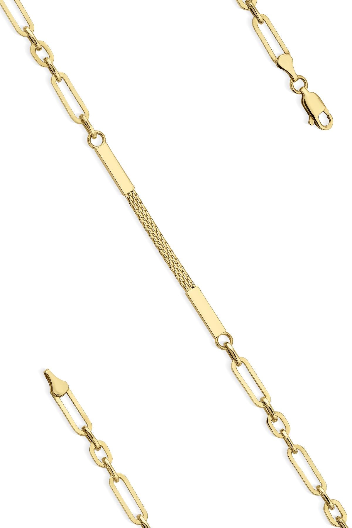 14K Gold Candere Roosevelt Cable Detailed Paperclip Bracelet