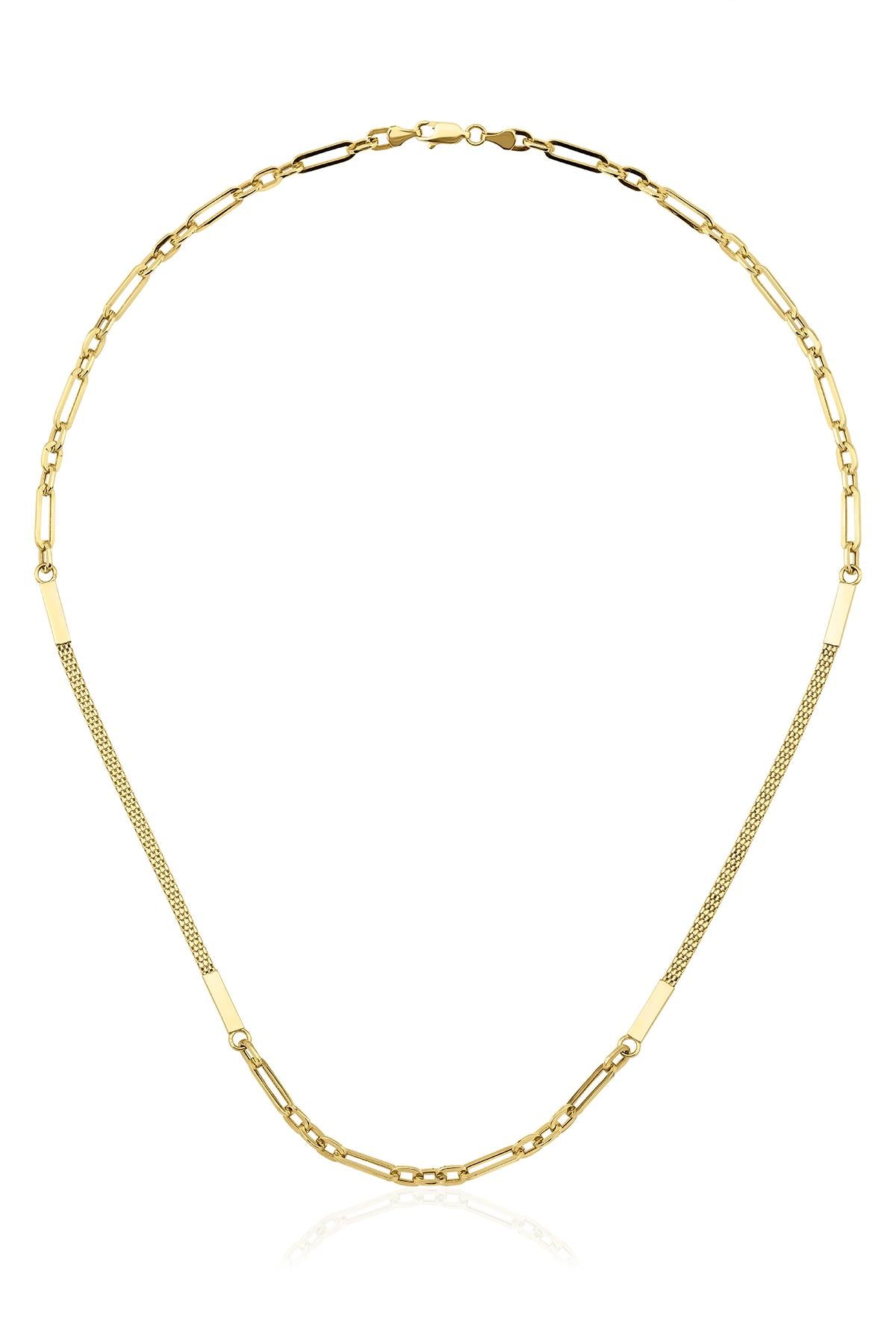 14K Gold Candere Roosevelt Cable & Paperclip Chain