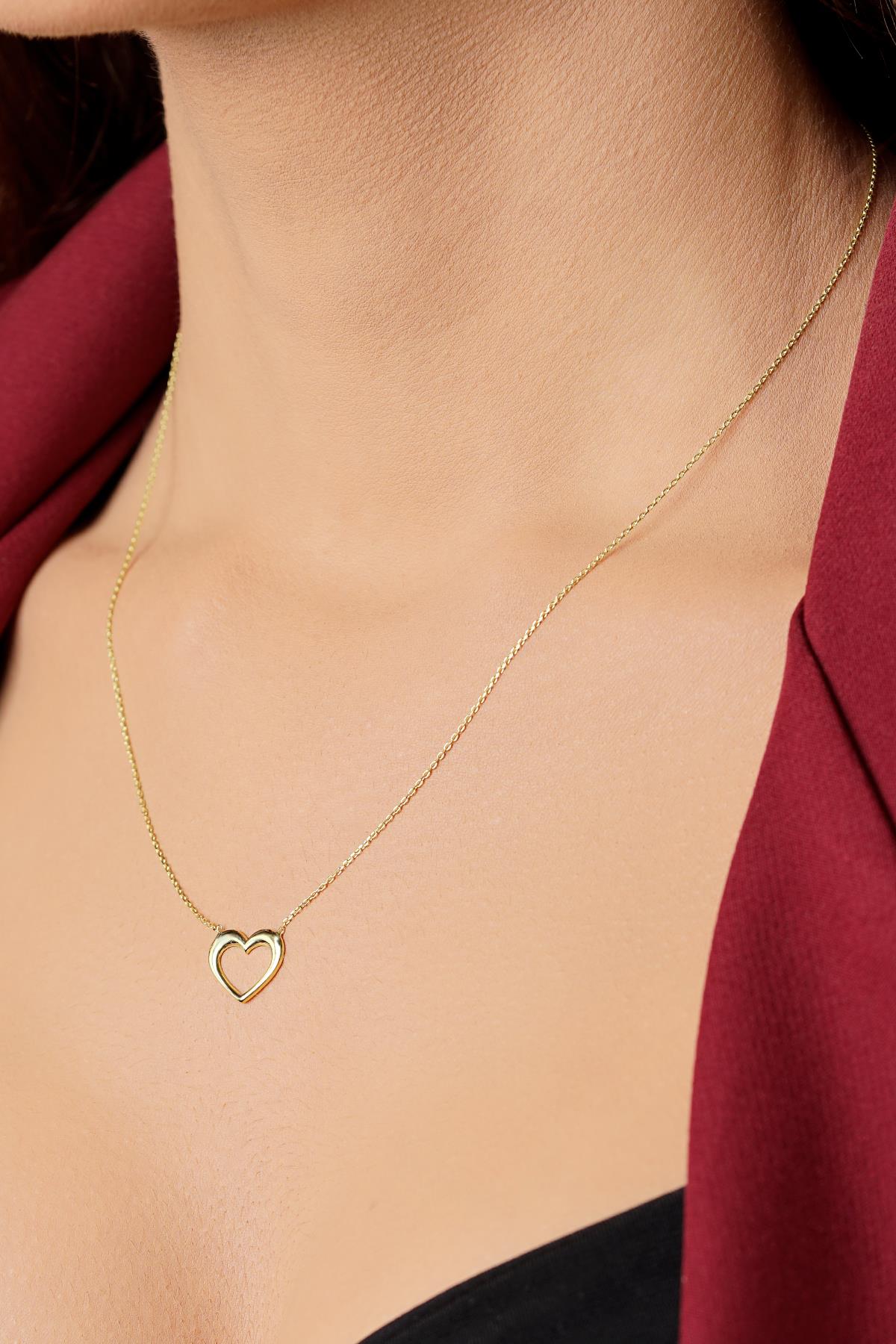 14K Gold Chunky Heart Necklace