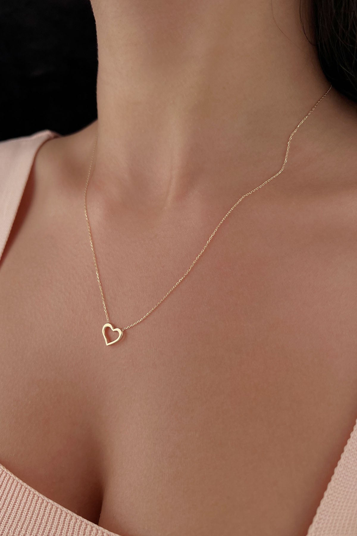 14K Gold Chunky Heart Necklace