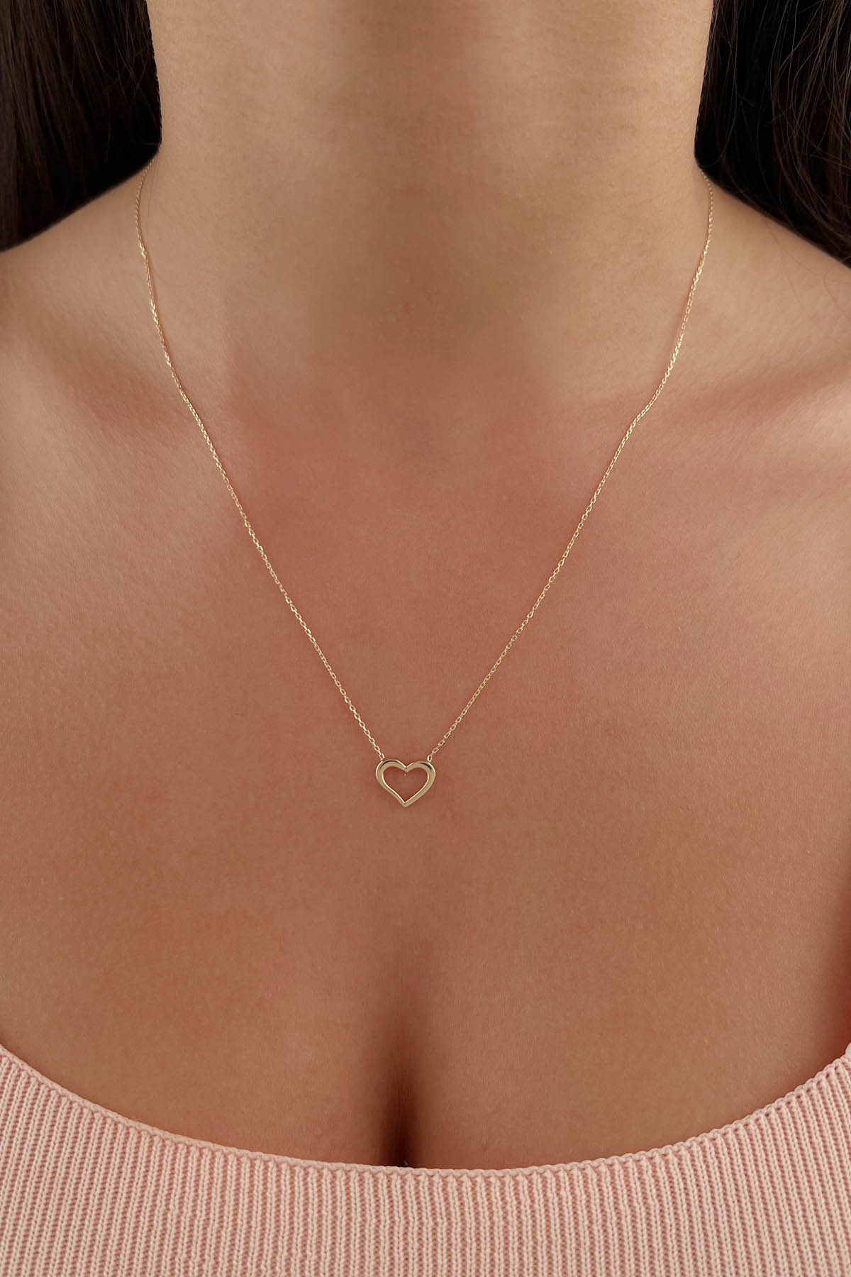 14K Gold Chunky Heart Necklace