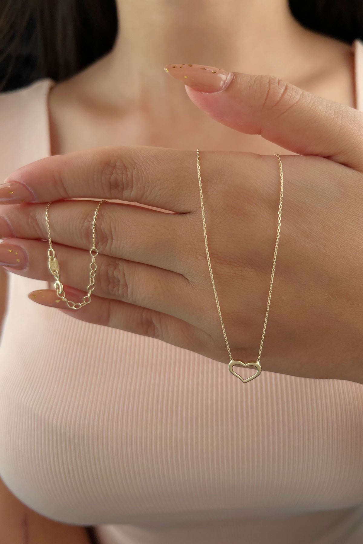 14K Gold Chunky Heart Necklace