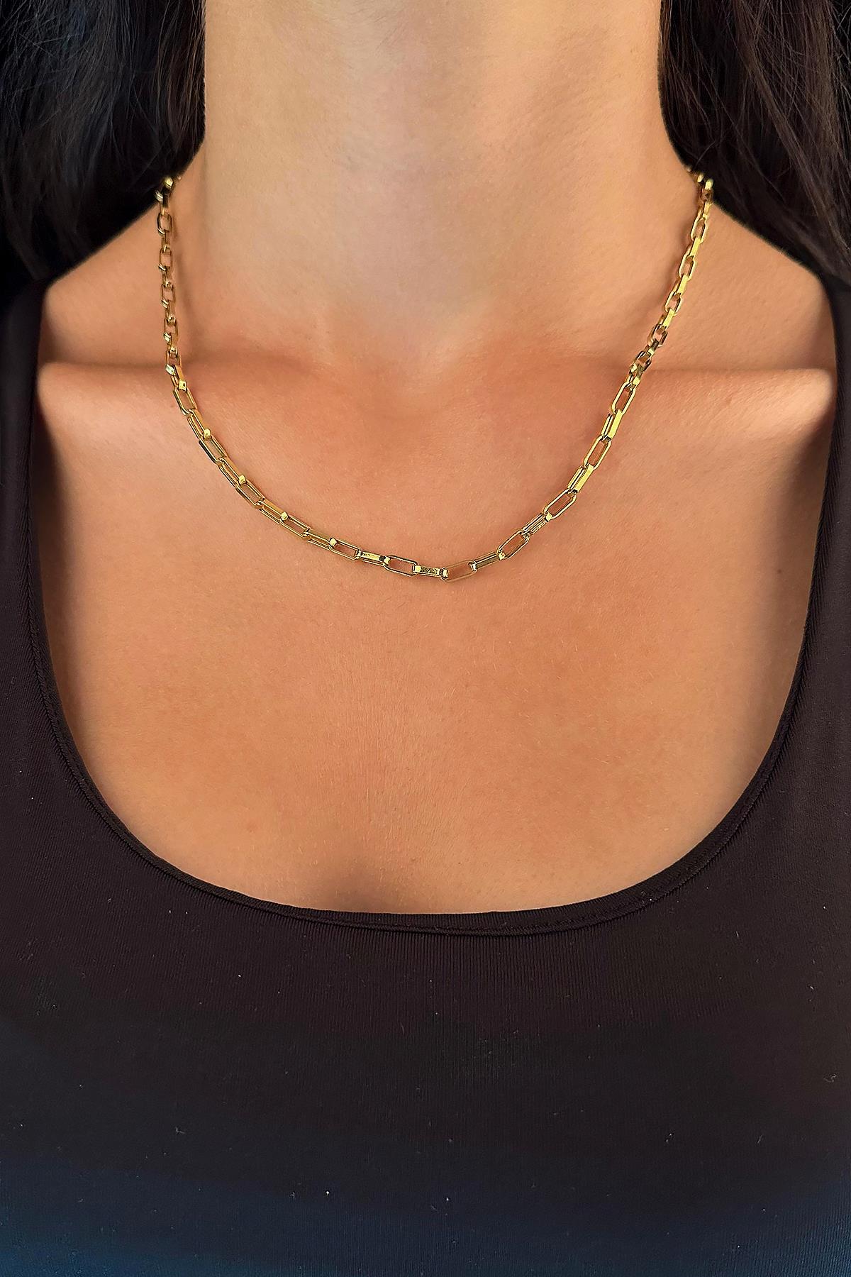 14K Gold Chunky Rectangle Paperclip Chain 0.149 inch