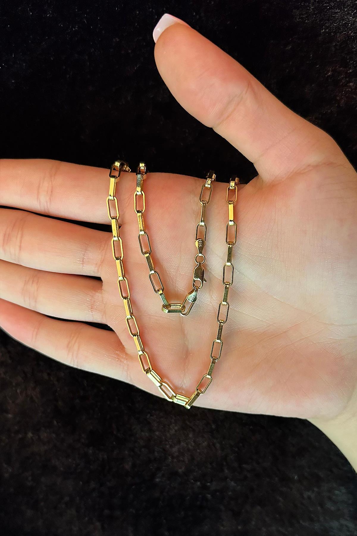 14K Gold Chunky Rectangle Paperclip Chain 0.149 inch