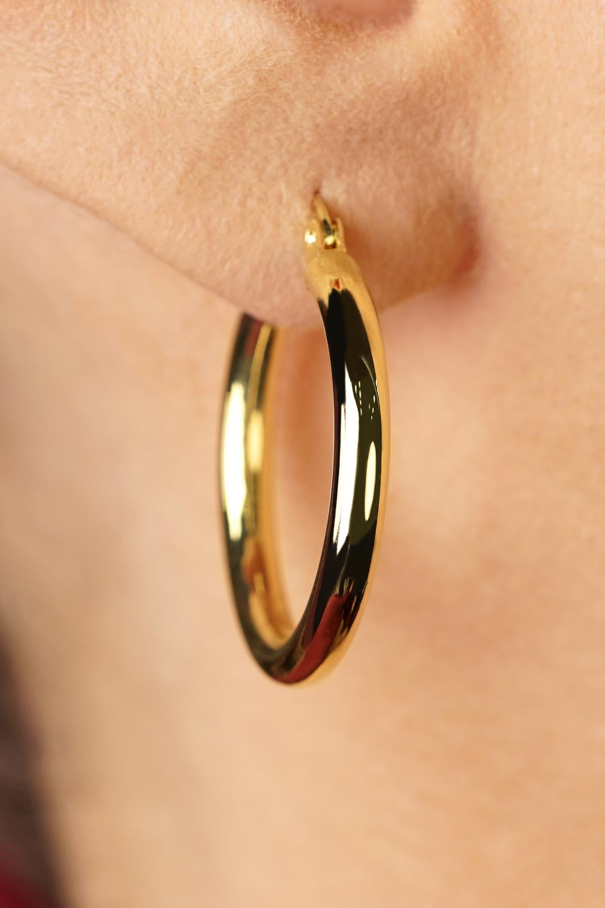 14K Gold Chunky Tube Earrings 1