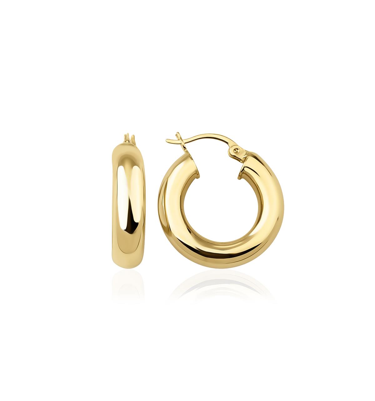 14K Gold Chunky Tube Earrings 2