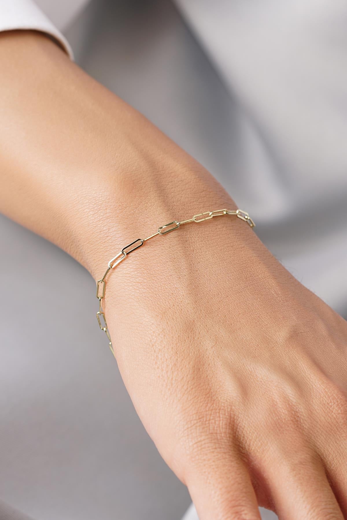 14K Gold Classic Paperclip Link Bracelet