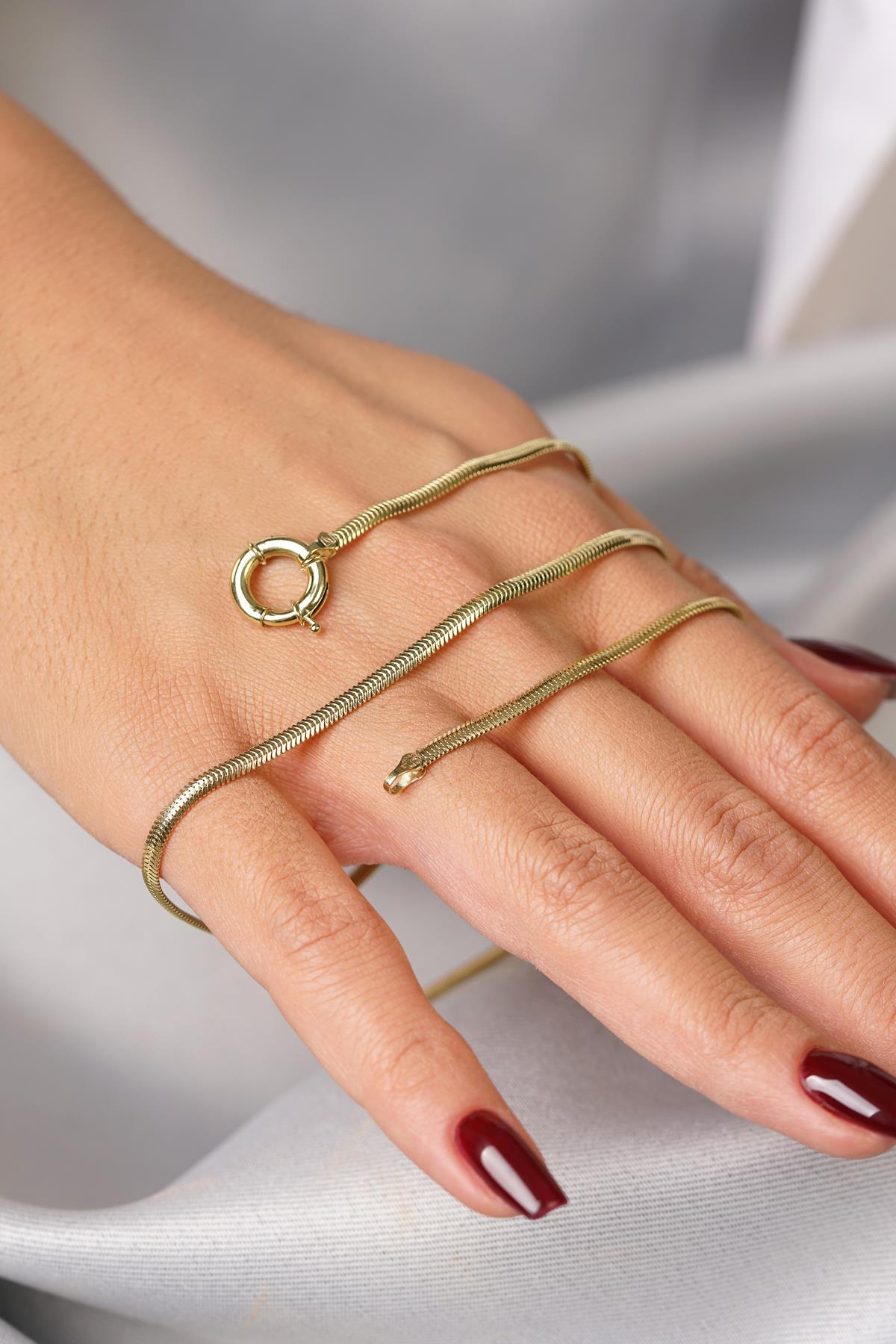 14K Gold Classic Snake Chain With Sailor Lock